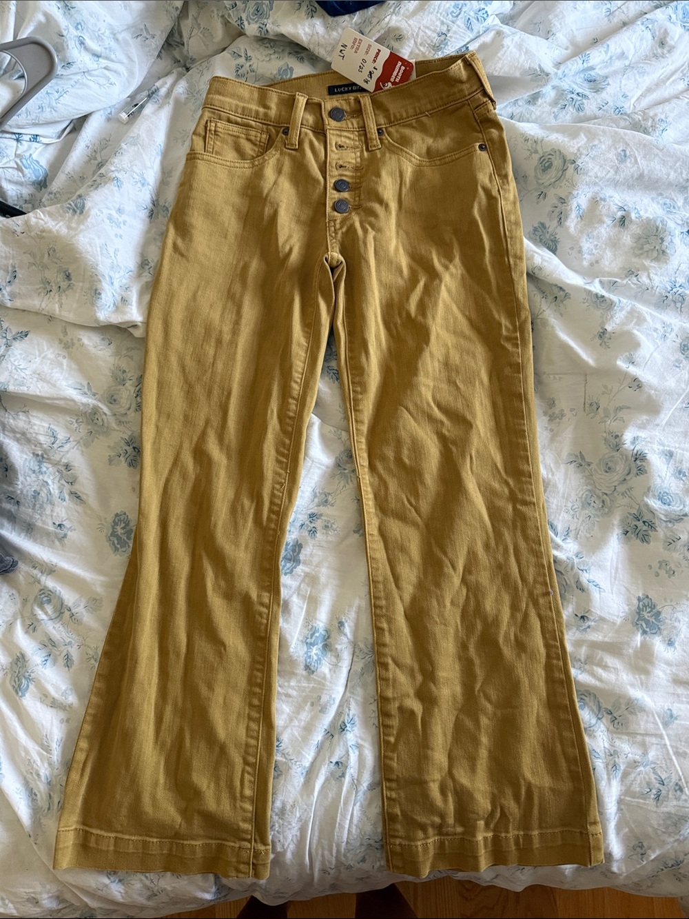 Lucky Brand High-Rise Button-Fly Wide Leg Jeans - Mustard NWT
